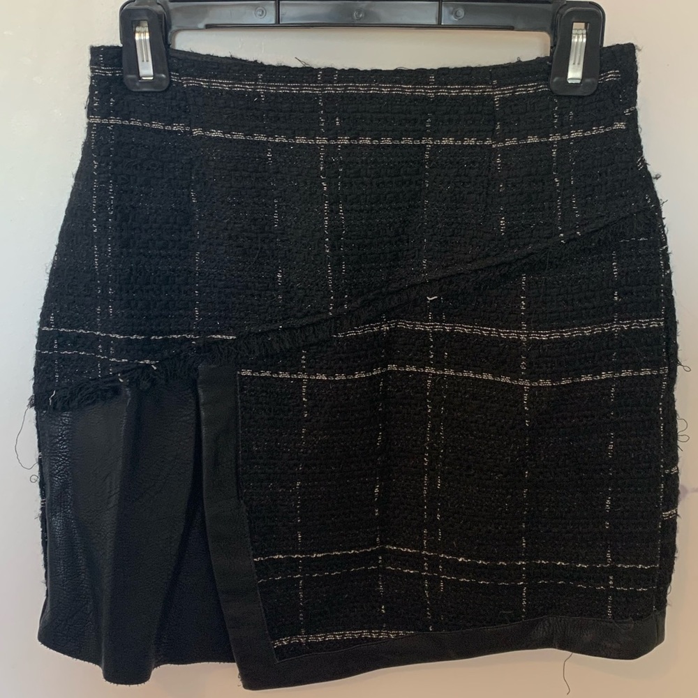 Tweed and Leather Skirt